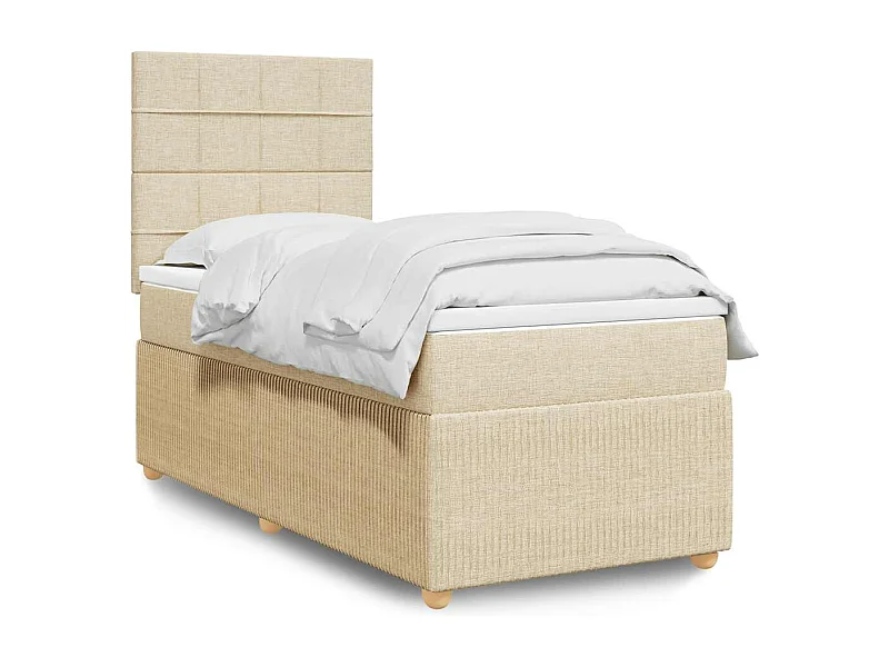 Boxspring met matras stof crèmekleurig 100x200 cm