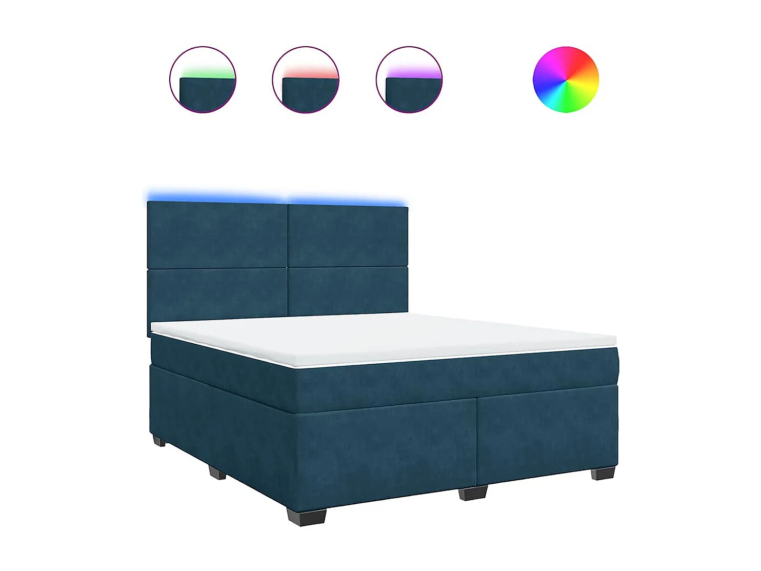Cama box spring con colchón terciopelo azul 180x200 cm