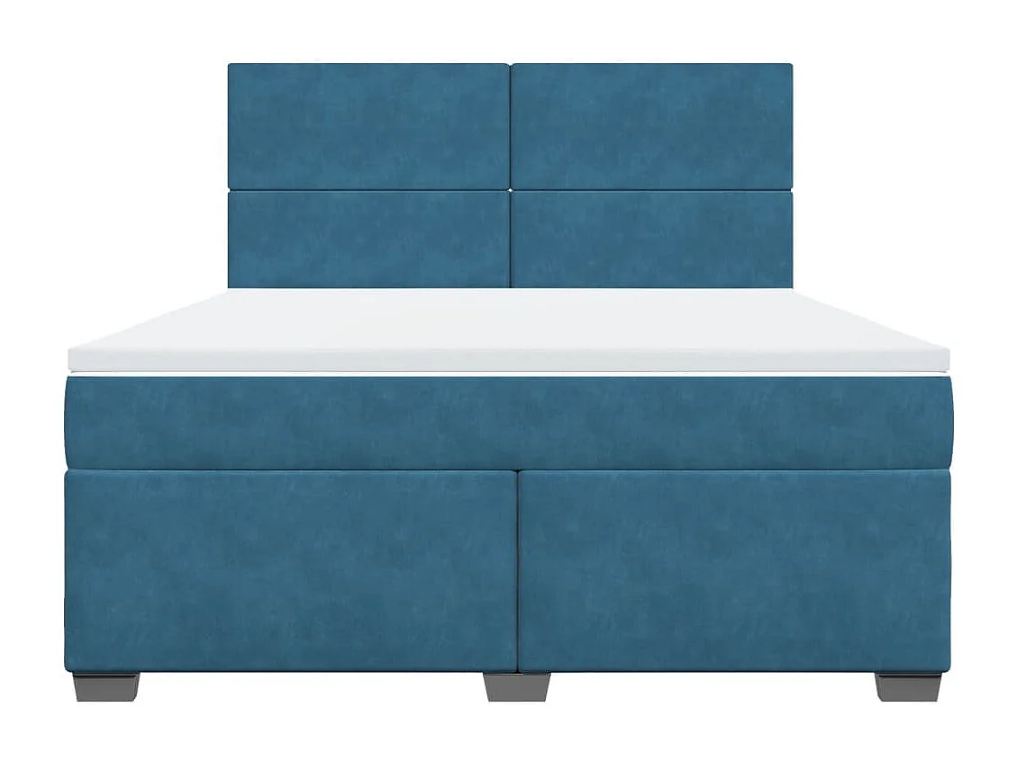Cama box spring con colchón terciopelo azul 180x200 cm