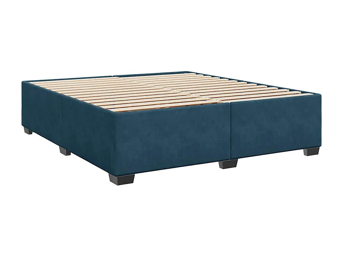 Cama box spring con colchón terciopelo azul 180x200 cm