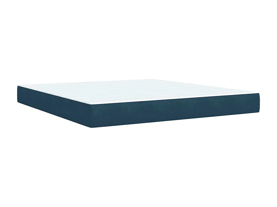 Cama box spring con colchón terciopelo azul 180x200 cm