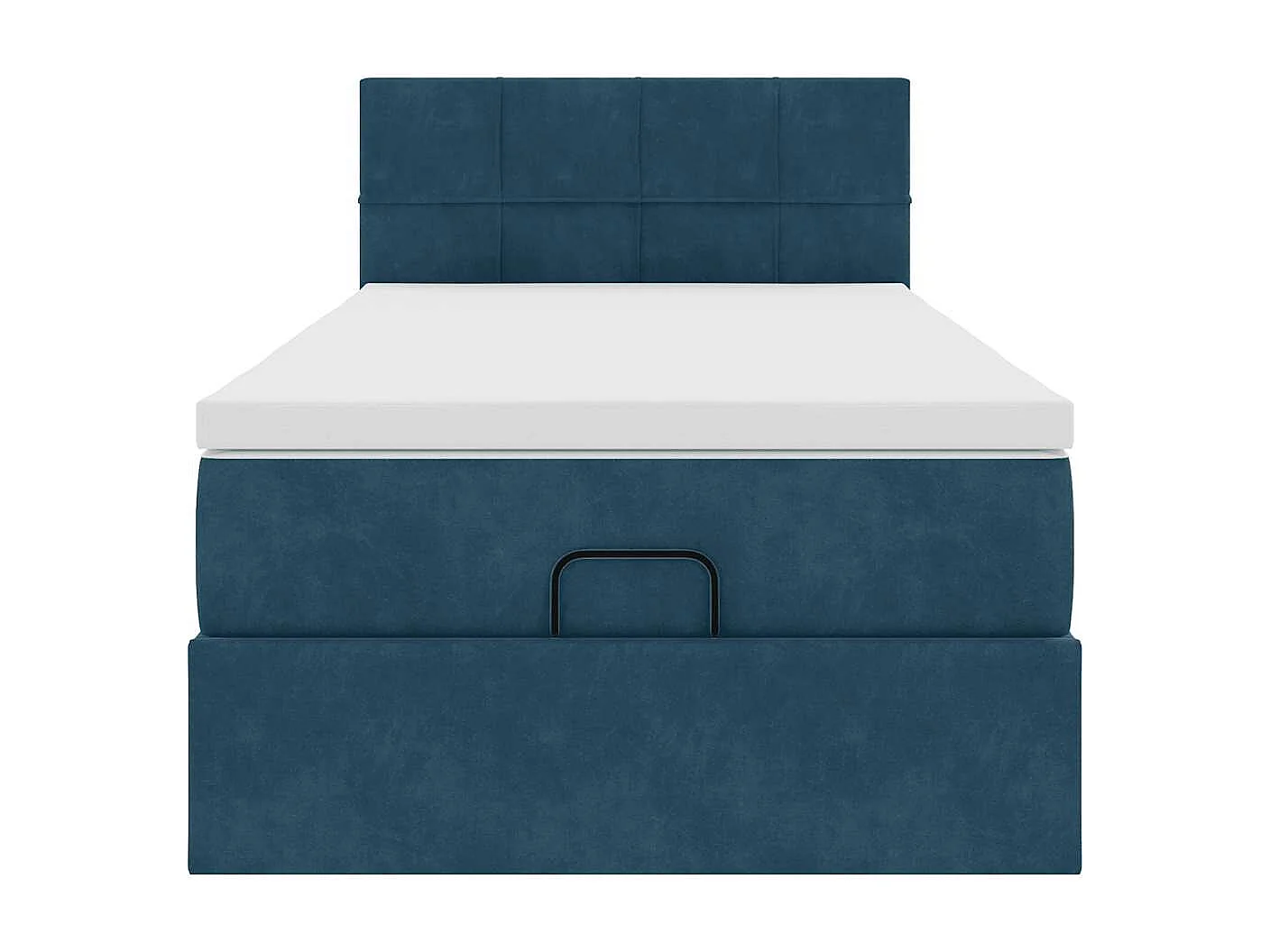 Estructura de cama otomana colchón terciopelo azul oscuro