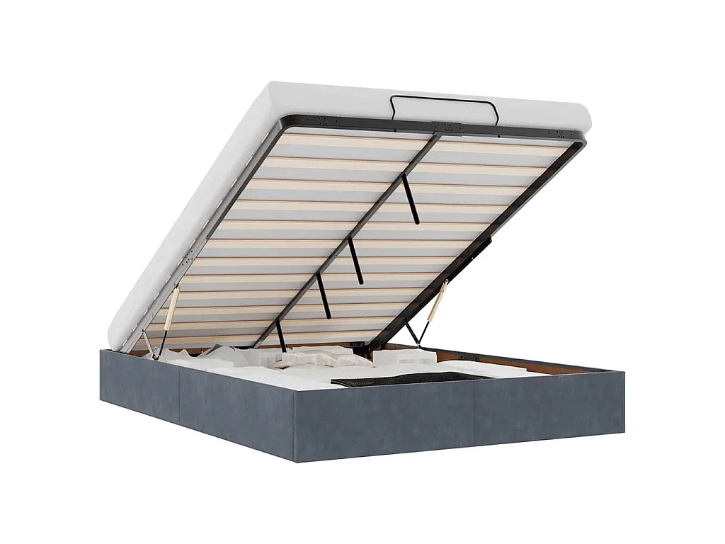 Estrutura de cama otomana sem colchão 140x190cm cinzento escuro