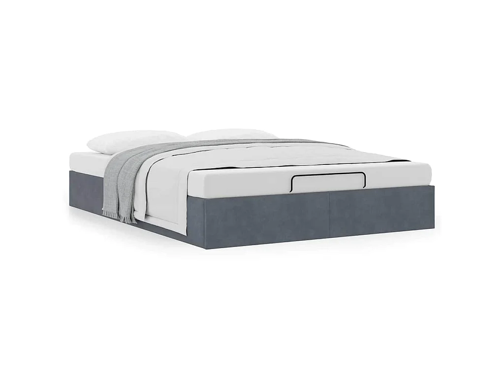 Estrutura de cama otomana sem colchão 140x190cm cinzento escuro