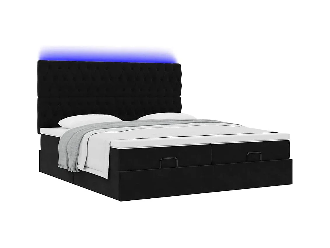 Cadre de lit ottoman avec matelas noir 160x200 cm velours