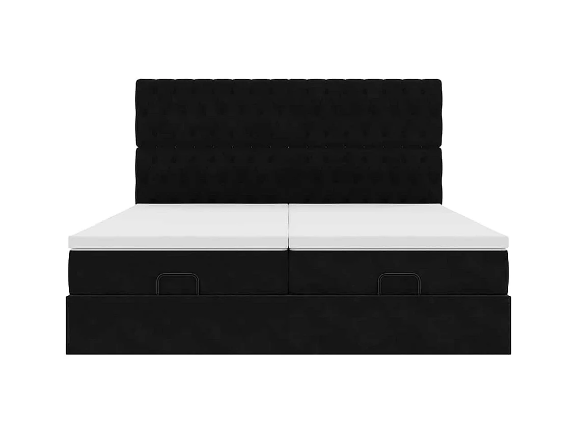 Cadre de lit ottoman avec matelas noir 160x200 cm velours