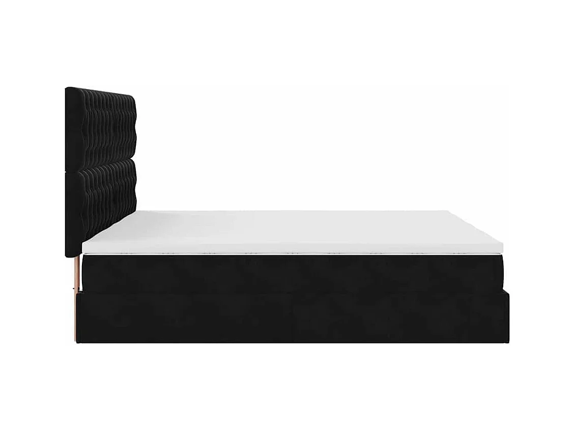 Cadre de lit ottoman avec matelas noir 160x200 cm velours