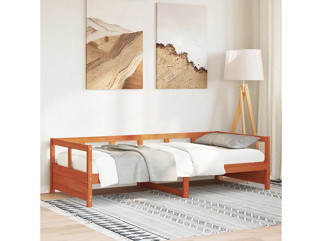 Dormeuse senza Materasso Marrone Cera 90x200 cm Legno di Pino