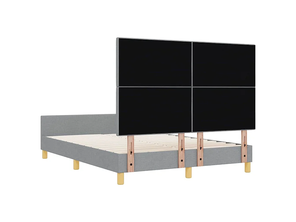 Cadre de lit avec tête de lit Gris clair 140 x 190 cm tissu
