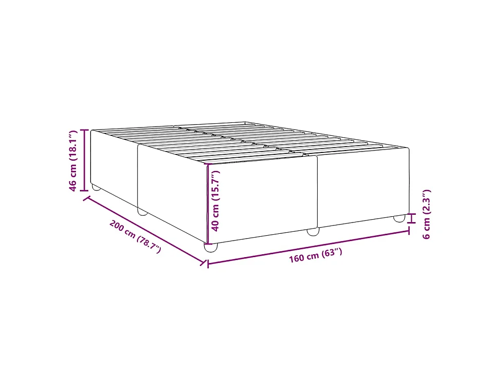 Cadre de lit sans matelas gris clair 160x200 cm tissu