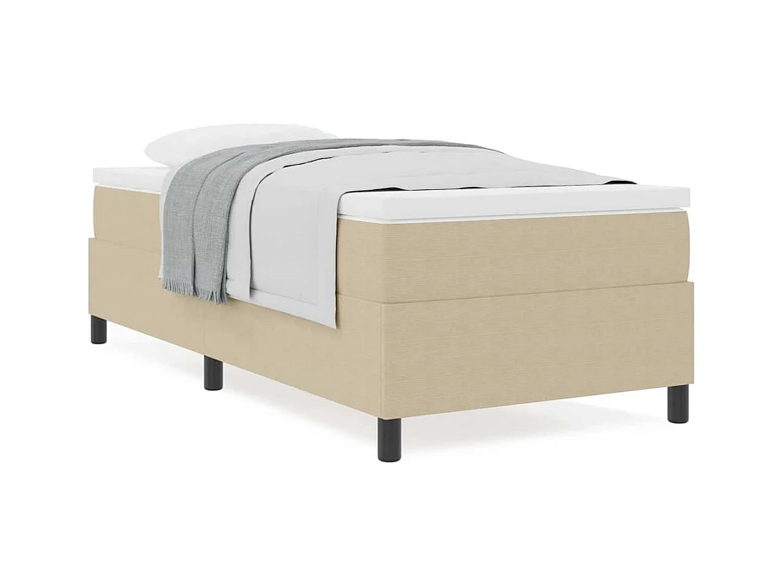 Boxspringbett Hellgrau und Weiß 203 x 90 x 60 cm Cordstoff