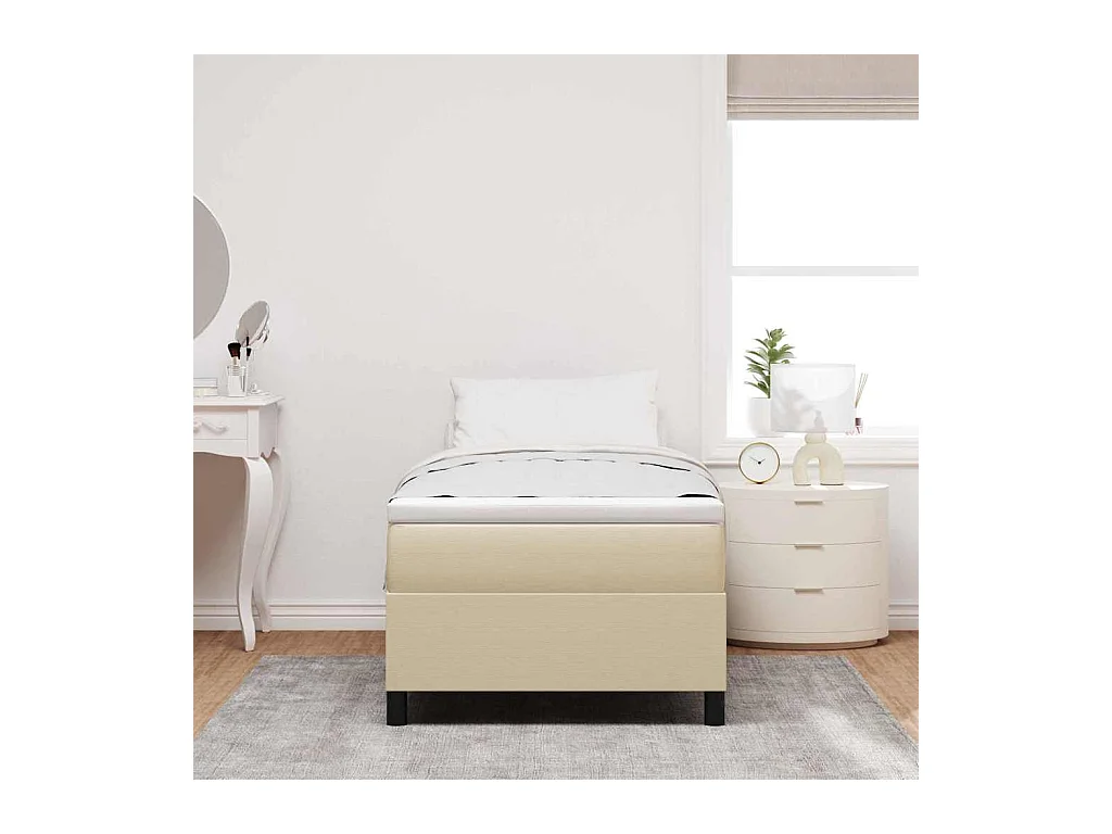 Boxspringbett Hellgrau und Weiß 203 x 90 x 60 cm Cordstoff