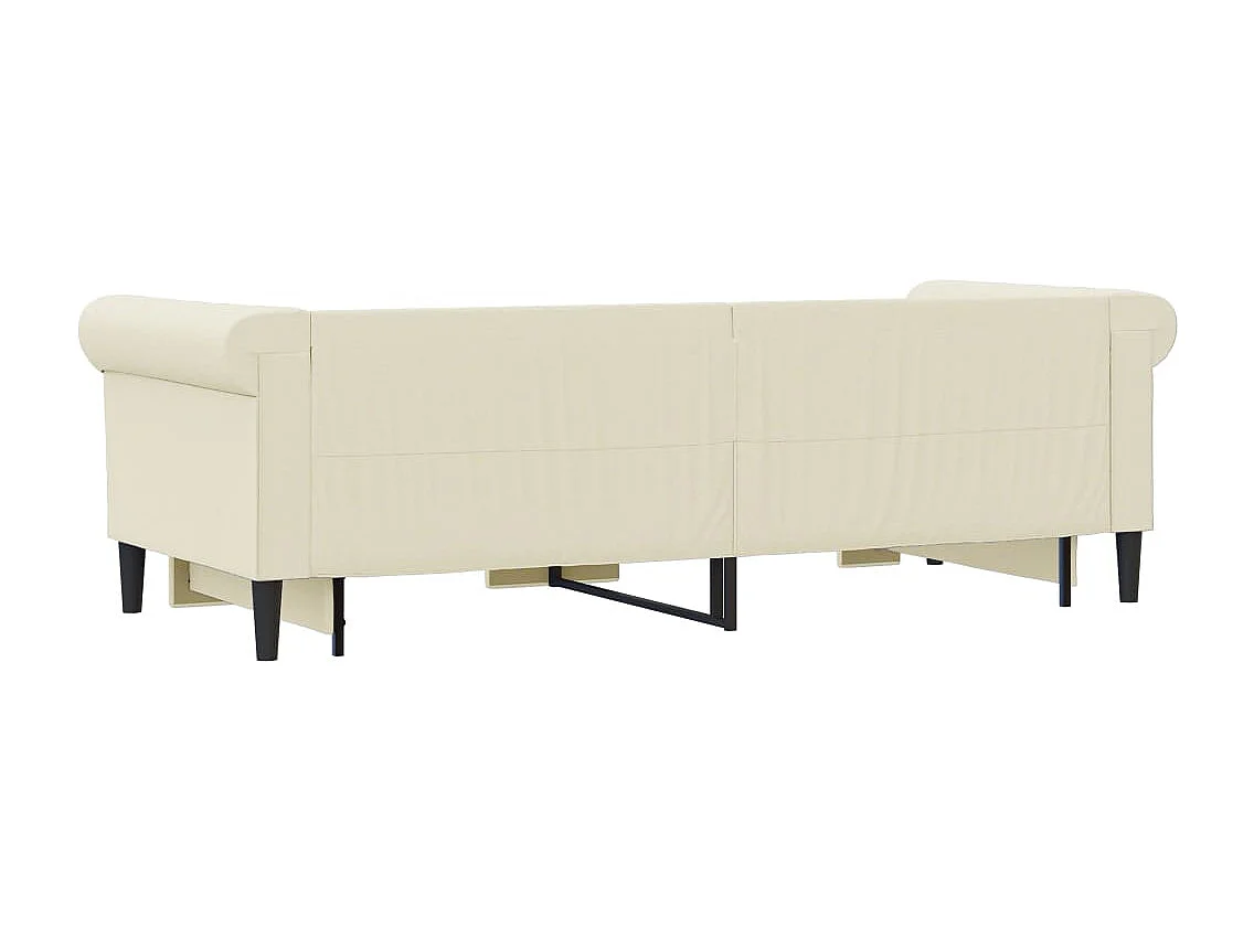 Tagesbett Ausziehbar mit Schubladen Creme 90x200 cm Kunstleder