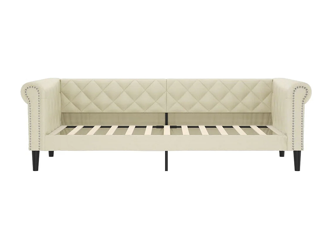 Tagesbett Ausziehbar mit Schubladen Creme 90x200 cm Kunstleder