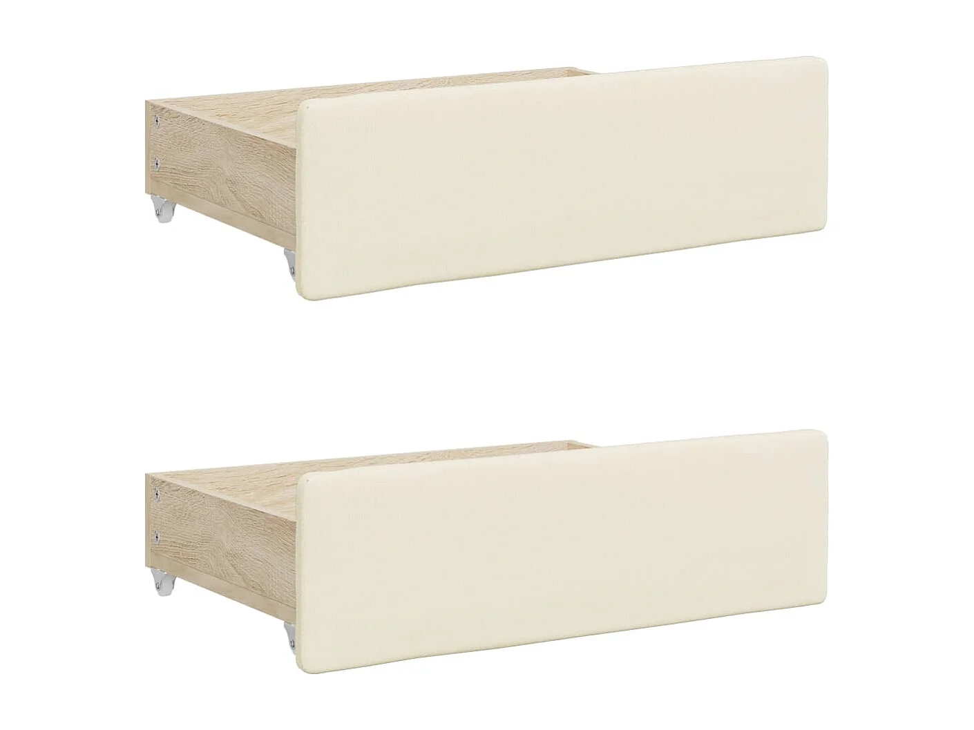 Tagesbett Ausziehbar mit Schubladen Creme 90x200 cm Kunstleder