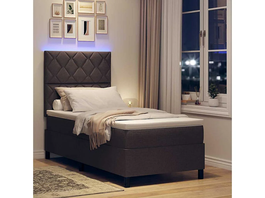 Boxspring bed met matras Donkerbruin 90 x 190 cm Stof