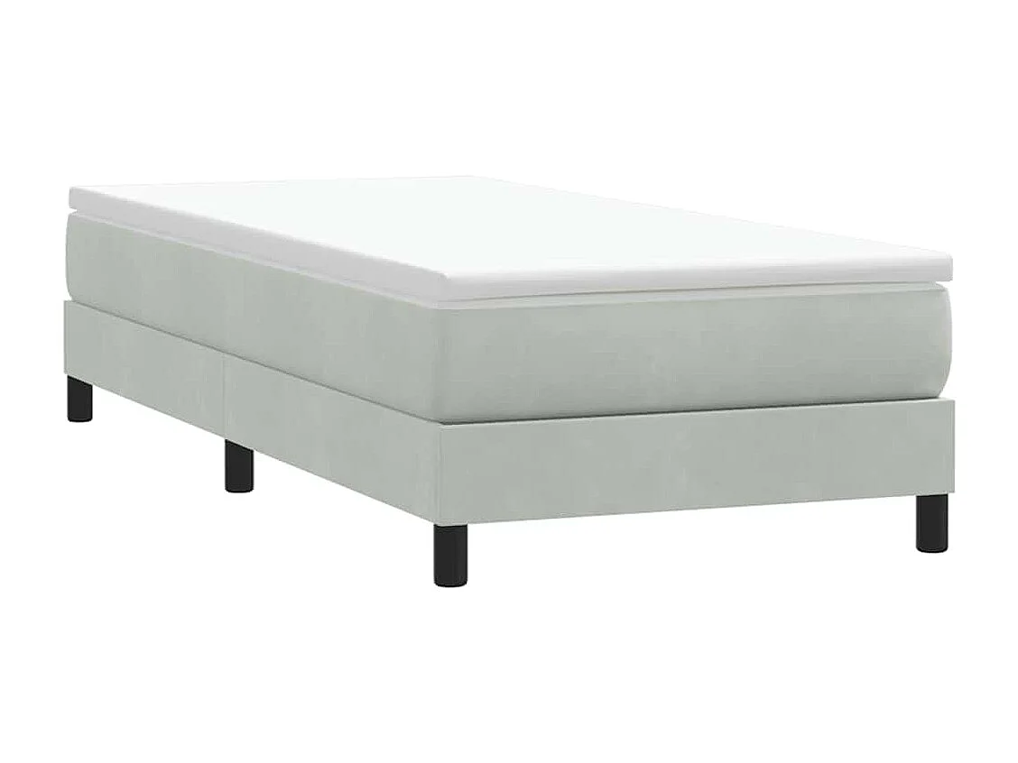 Boxspringbett mit Matratze Hellgrau 90x220 cm Samt