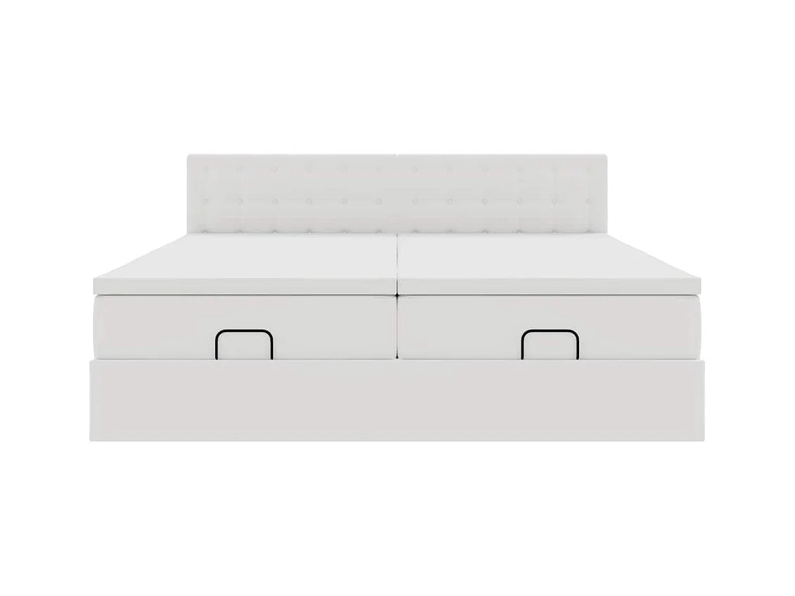 Ottoman-Bett mit Matratzen Weiß 180x200 cm Kunstleder