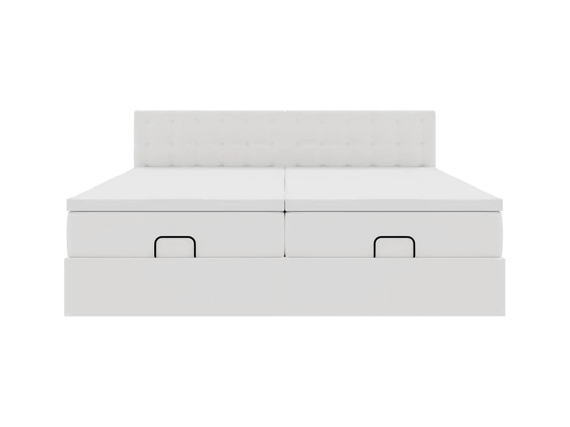 Ottoman-Bett mit Matratzen Weiß 180x200 cm Kunstleder
