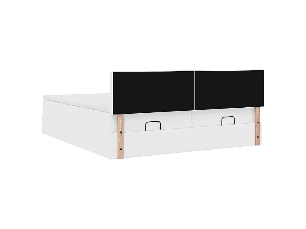 Cadre de lit ottoman avec matelas blanc 180x200 cm similicuir