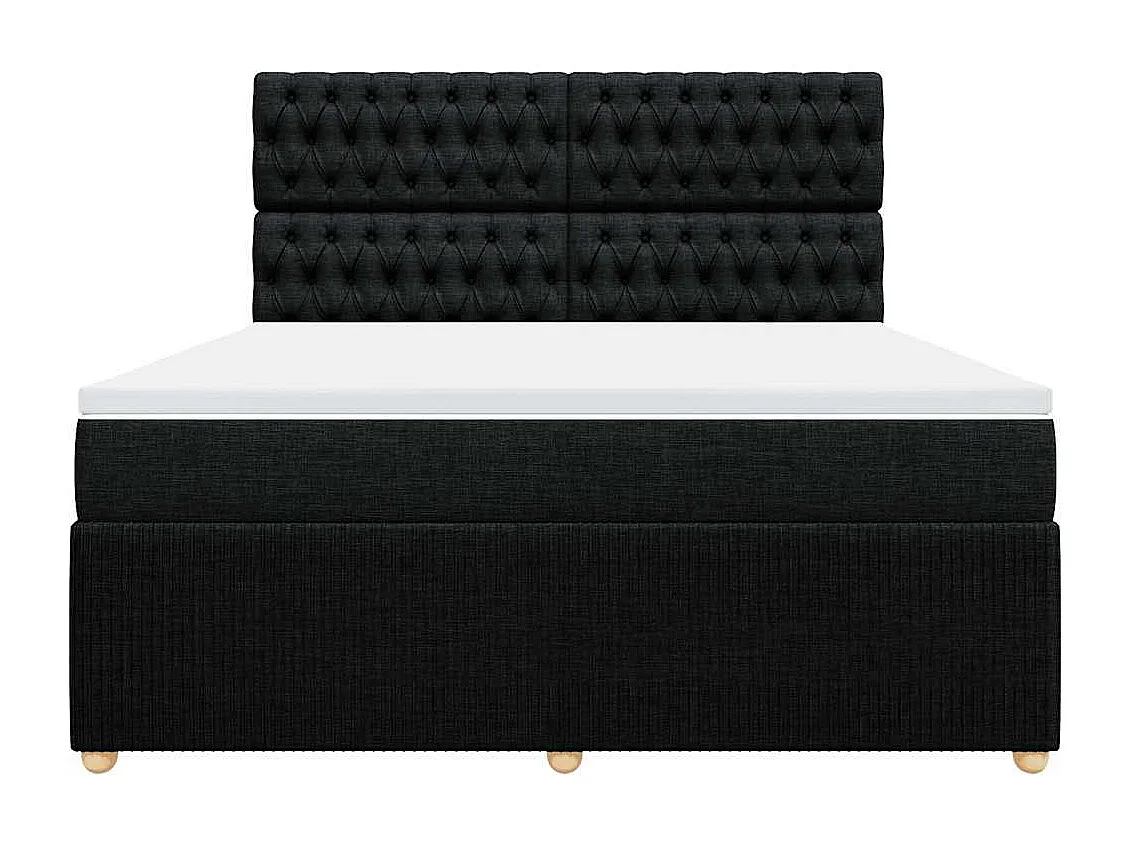 Giroletto a Molle con Materasso Nero 180x200 cm in Tessuto