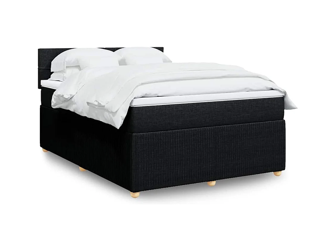 Boxspringbett mit Matratze Schwarz 140x190 cm Stoff