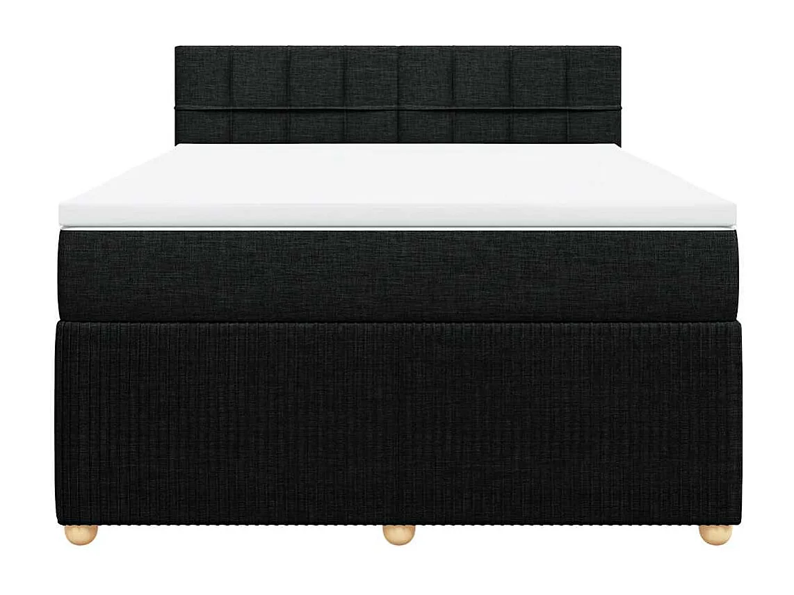 Sommier à lattes de lit avec matelas Noir 140x190 cm Tissu