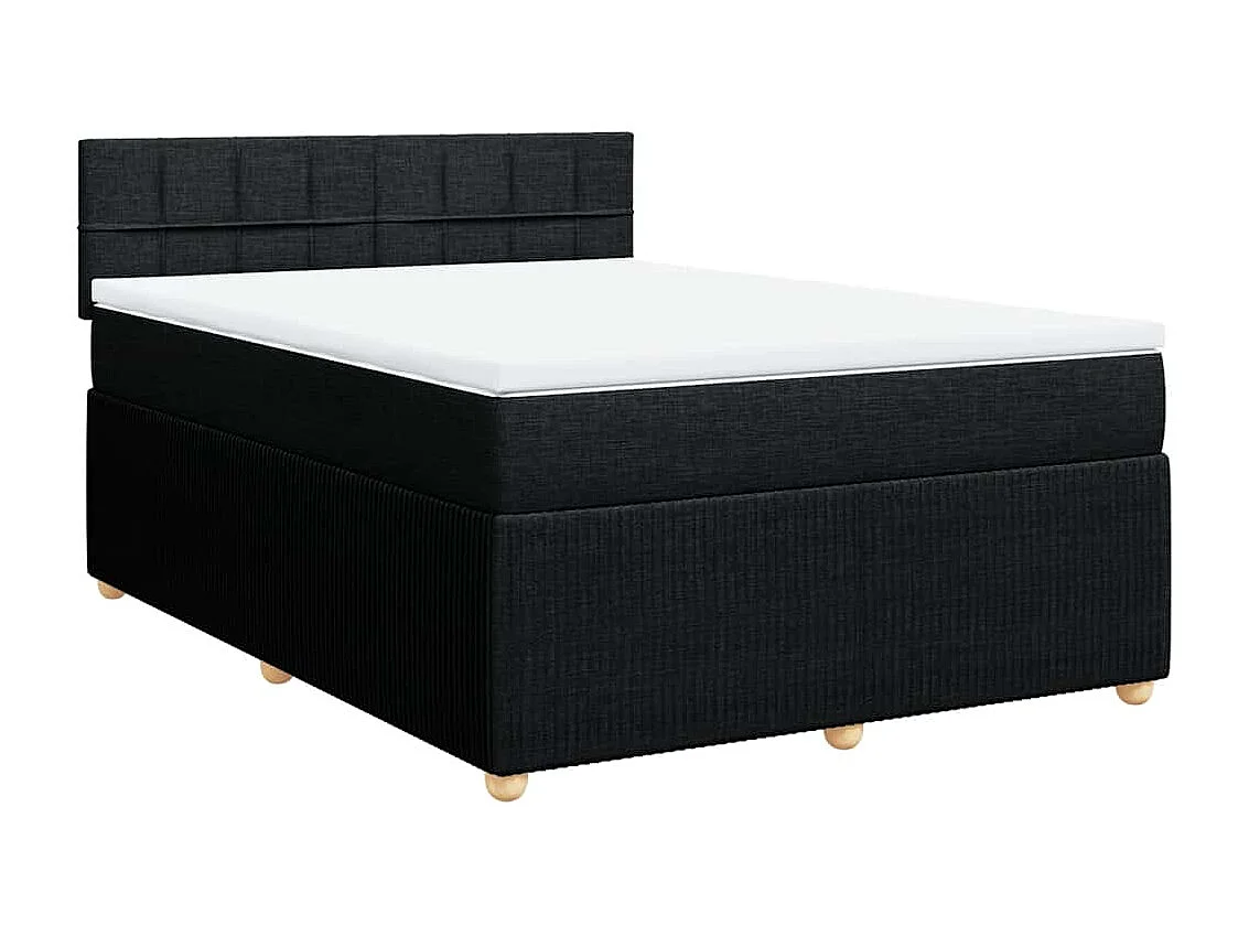 Giroletto a Molle con Materasso Nero 140x190 cm in Tessuto
