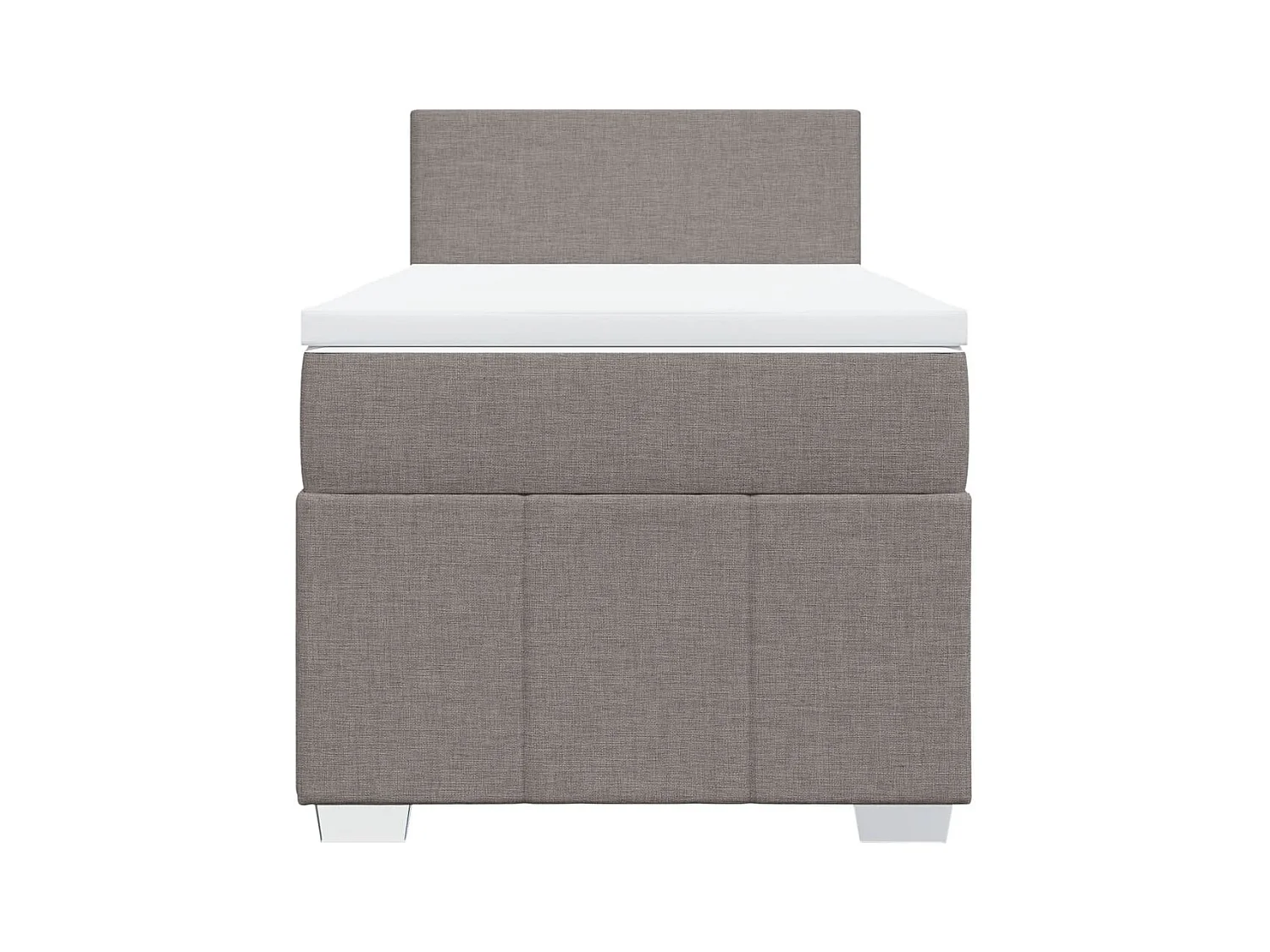 Cama box spring con colchón tela gris taupe 100x200 cm