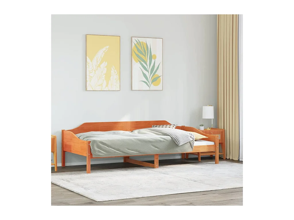 Cadre de lit sans matelas cire marron 90x200 cm bois pin massif