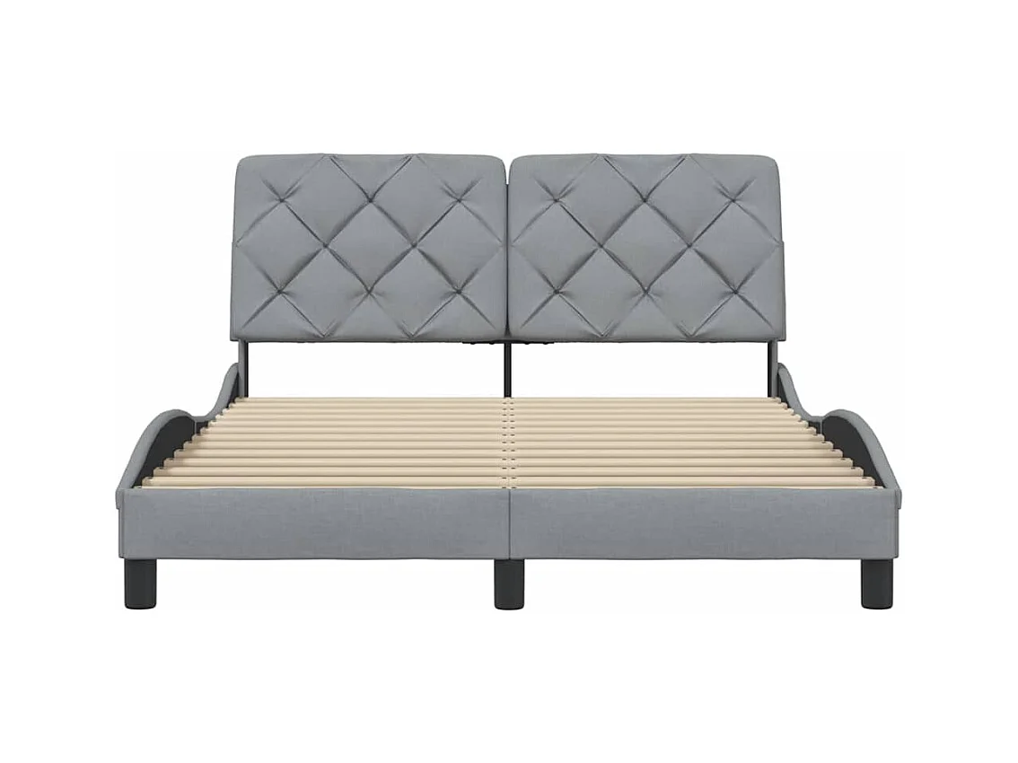 Cama sin colchón tela gris claro 140x190 cm