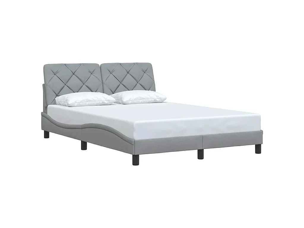 Estrutura de cama sem colchão 140x190 cm tecido cinzento-claro
