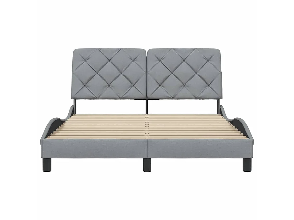 Estrutura de cama sem colchão 140x190 cm tecido cinzento-claro