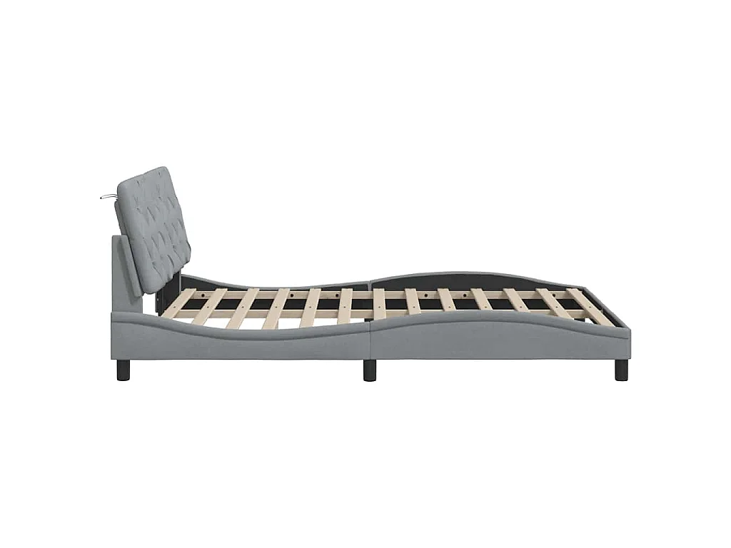 Estrutura de cama sem colchão 140x190 cm tecido cinzento-claro