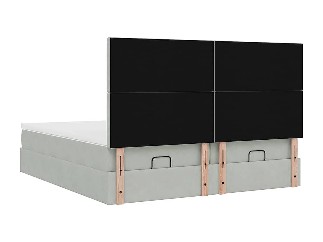 Ottoman bed met matrassen en LED's 160x200cm fluweel lichtgrijs