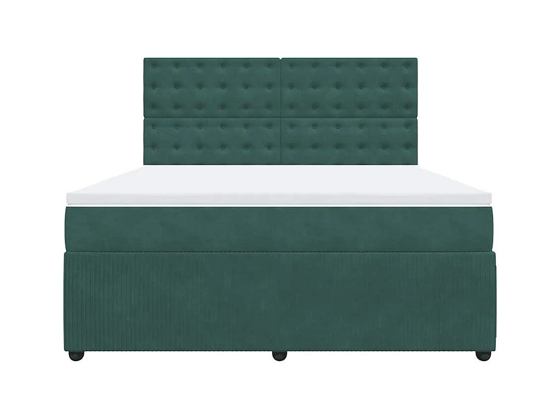 Boxspringbett mit Matratze Dunkelgrün 180x200 cm Samt