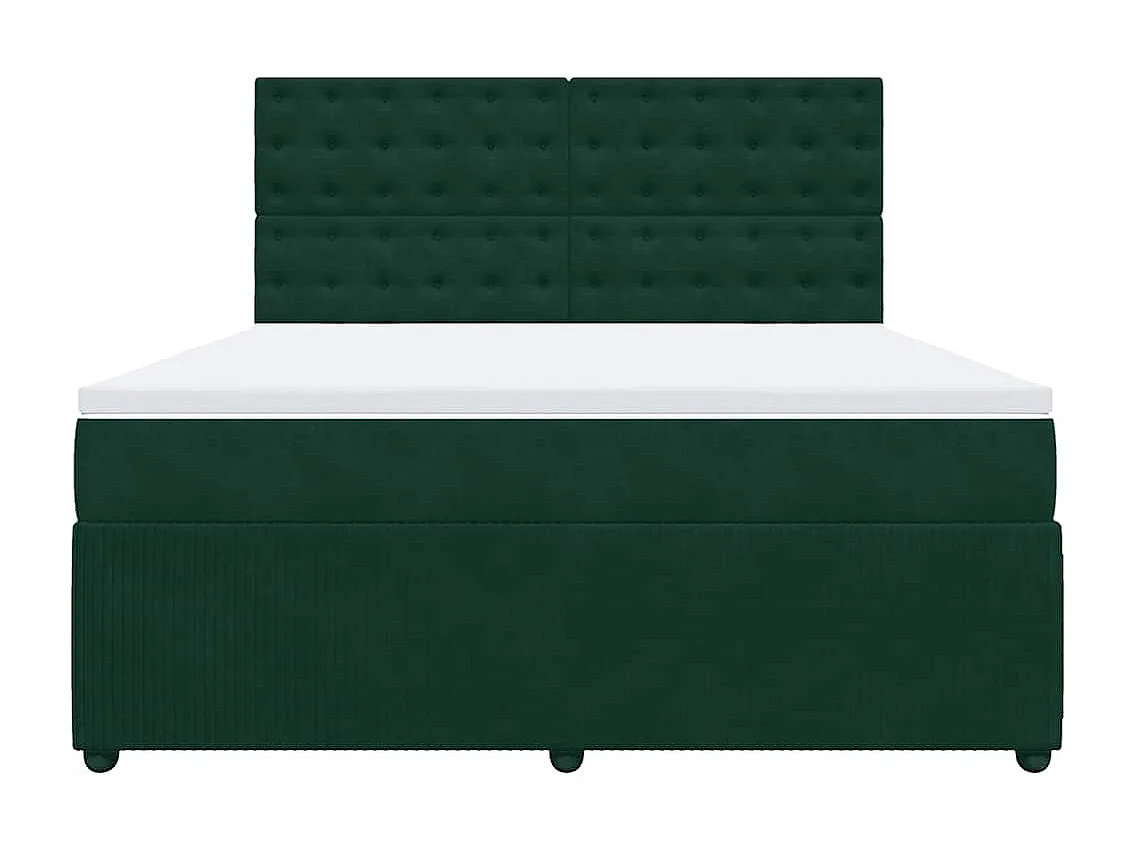 Boxspring met matras fluweel donkergroen 180x200 cm