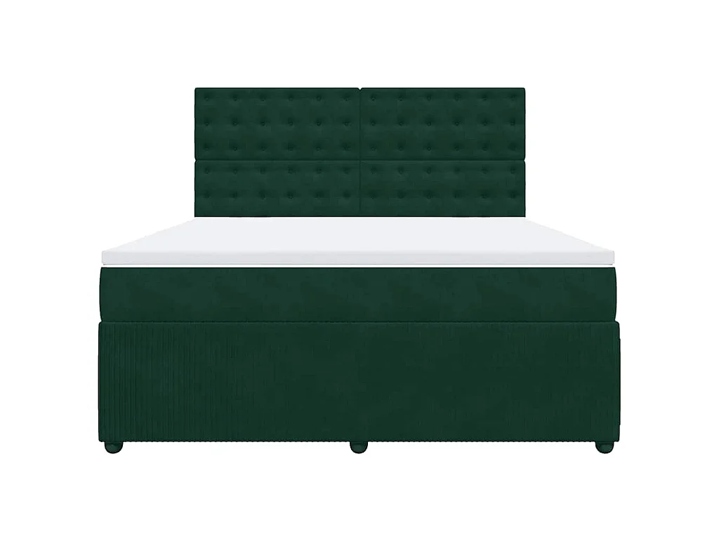 Cama box spring con colchón terciopelo verde oscuro 180x200 cm