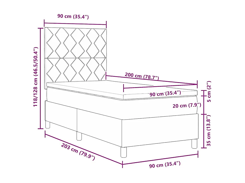 Boxspringbed met hoofdeinde Donkergroen 90 x 200 cm Fluweel