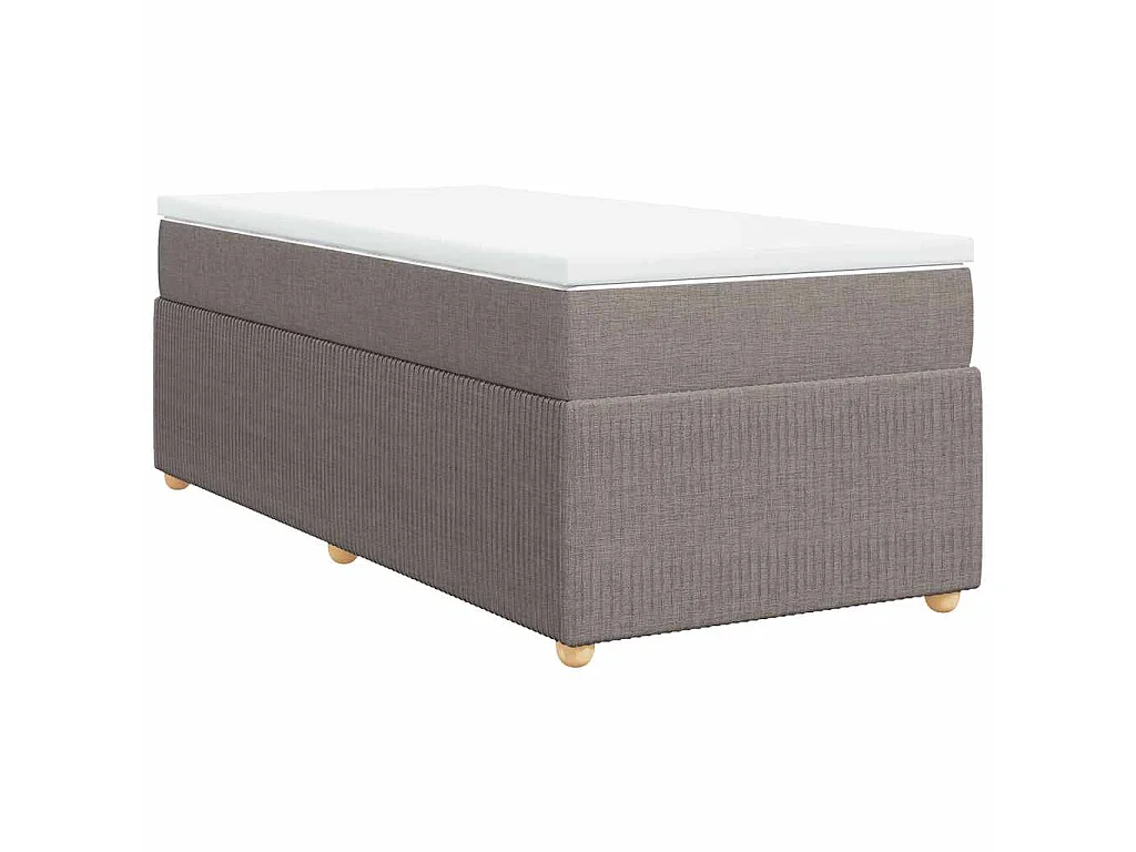 Cama box spring con colchón tela gris taupe 100x200 cm