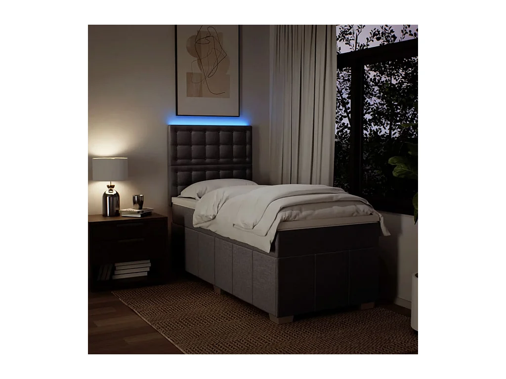 Sommier à lattes de lit avec matelas Taupe 90x200 cm Tissu