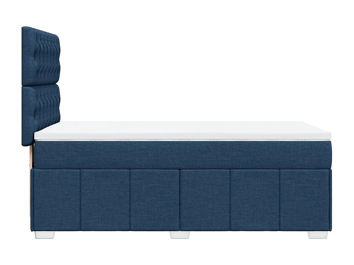 Cama box spring con colchón tela azul 90x190 cm