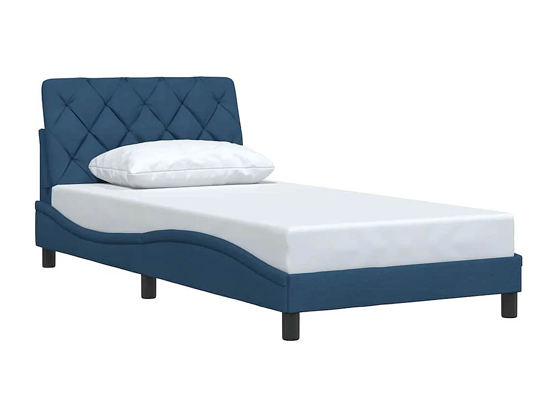 Cadre de lit sans matelas bleu 100x200 cm tissu