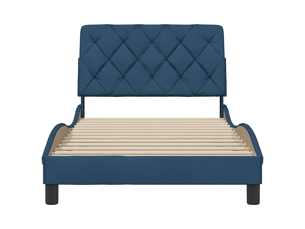 Estructura de cama sin colchón tela azul 100x200 cm