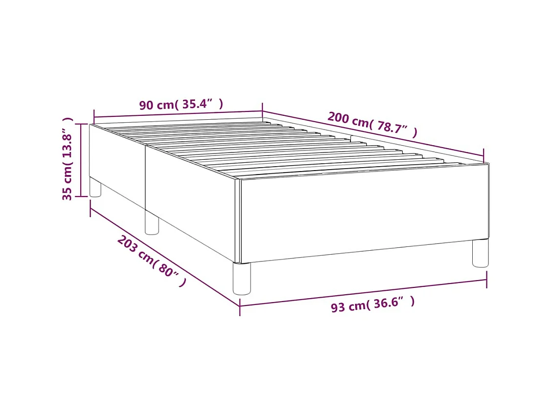 Cadre de lit sans matelas gris foncé 90x200 cm tissu