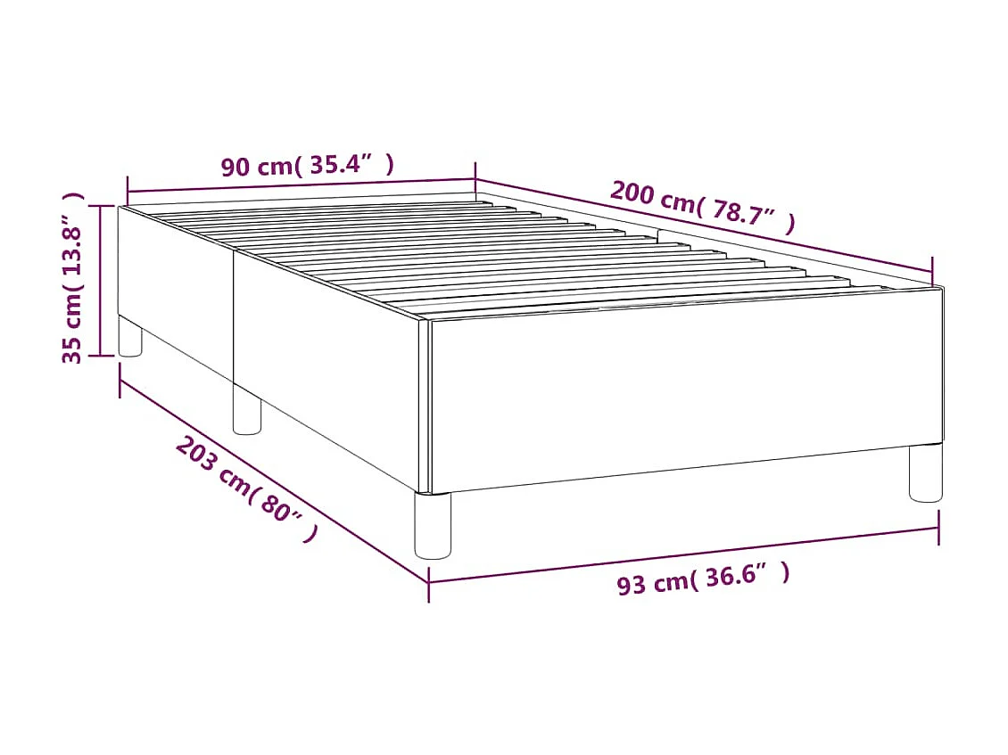 Bettgestell ohne Matratze Dunkelgrau 90x200 cm Stoff