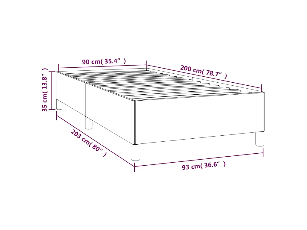 Giroletto senza Materasso Grigio Scuro 90x200 cm Tessuto