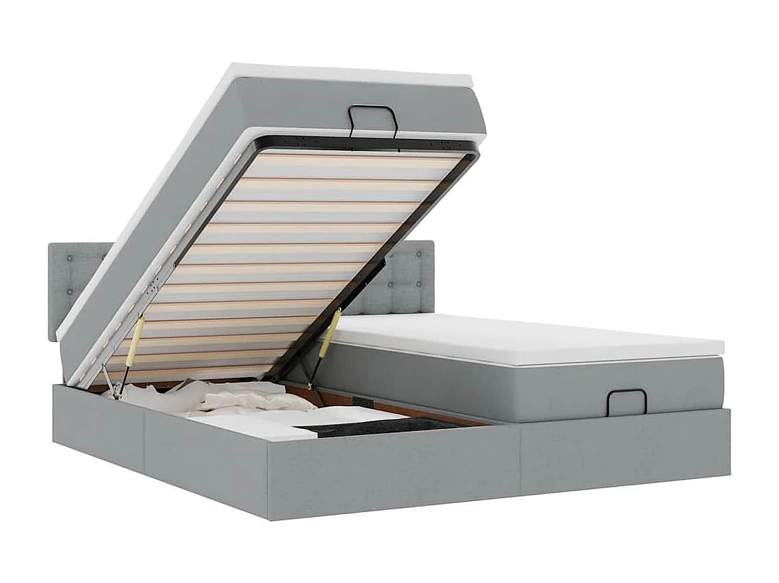 Ottoman bed met matrassen 160x200cm stof lichtgrijs