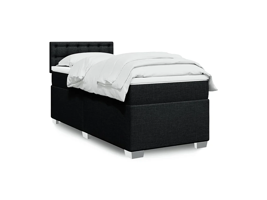 Sommier à lattes de lit avec matelas Noir 90x190 cm Tissu