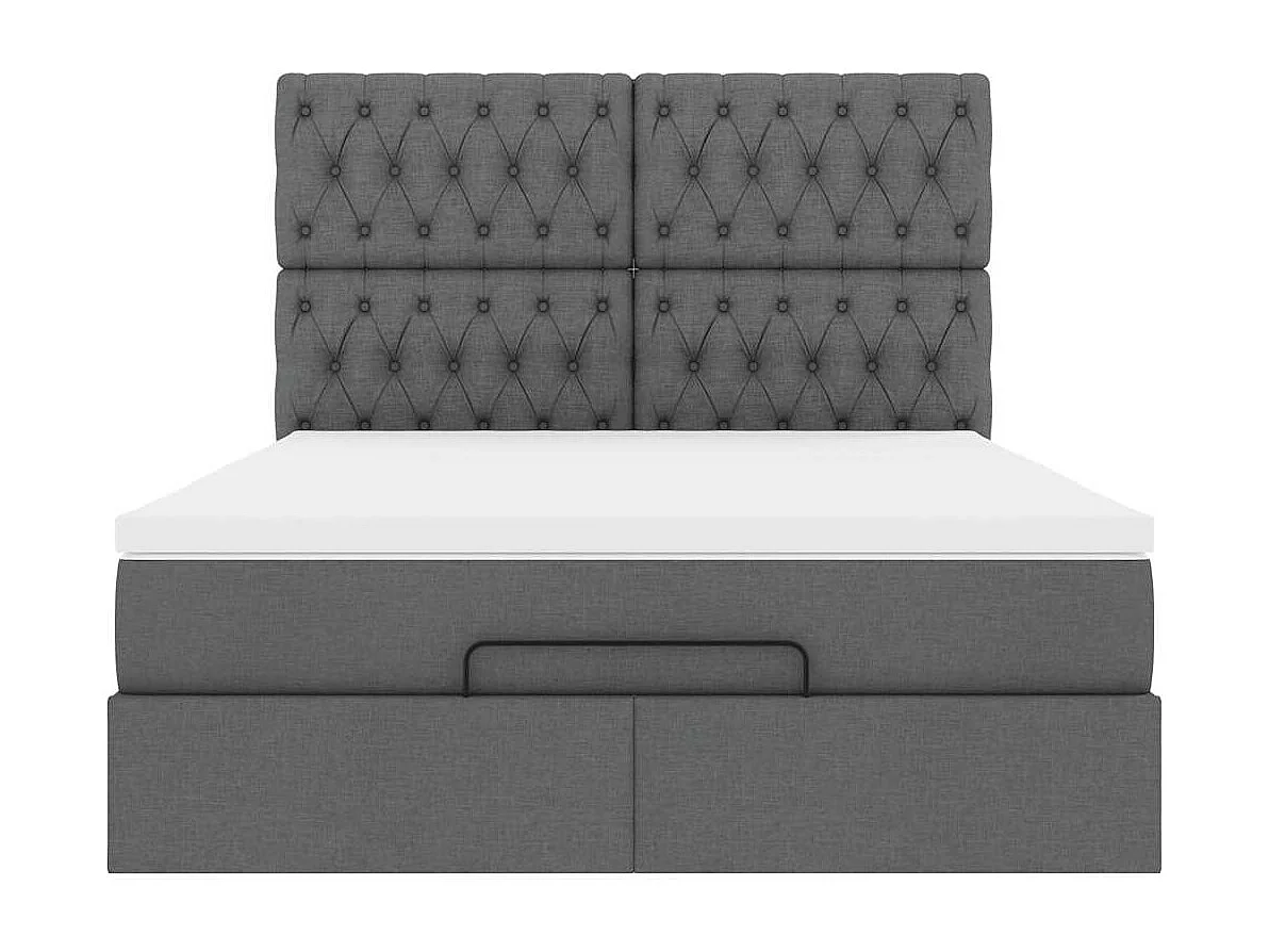 Ottoman-Bett mit Matratze & LEDs Dunkelgrau 140x190 cm Stoff